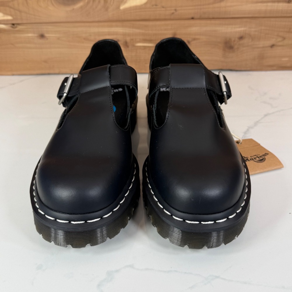 Dr. Martens Polley Bex Black Leather Mary Jane White Stitch Shoes US 11L 10M - Picture 10 of 16